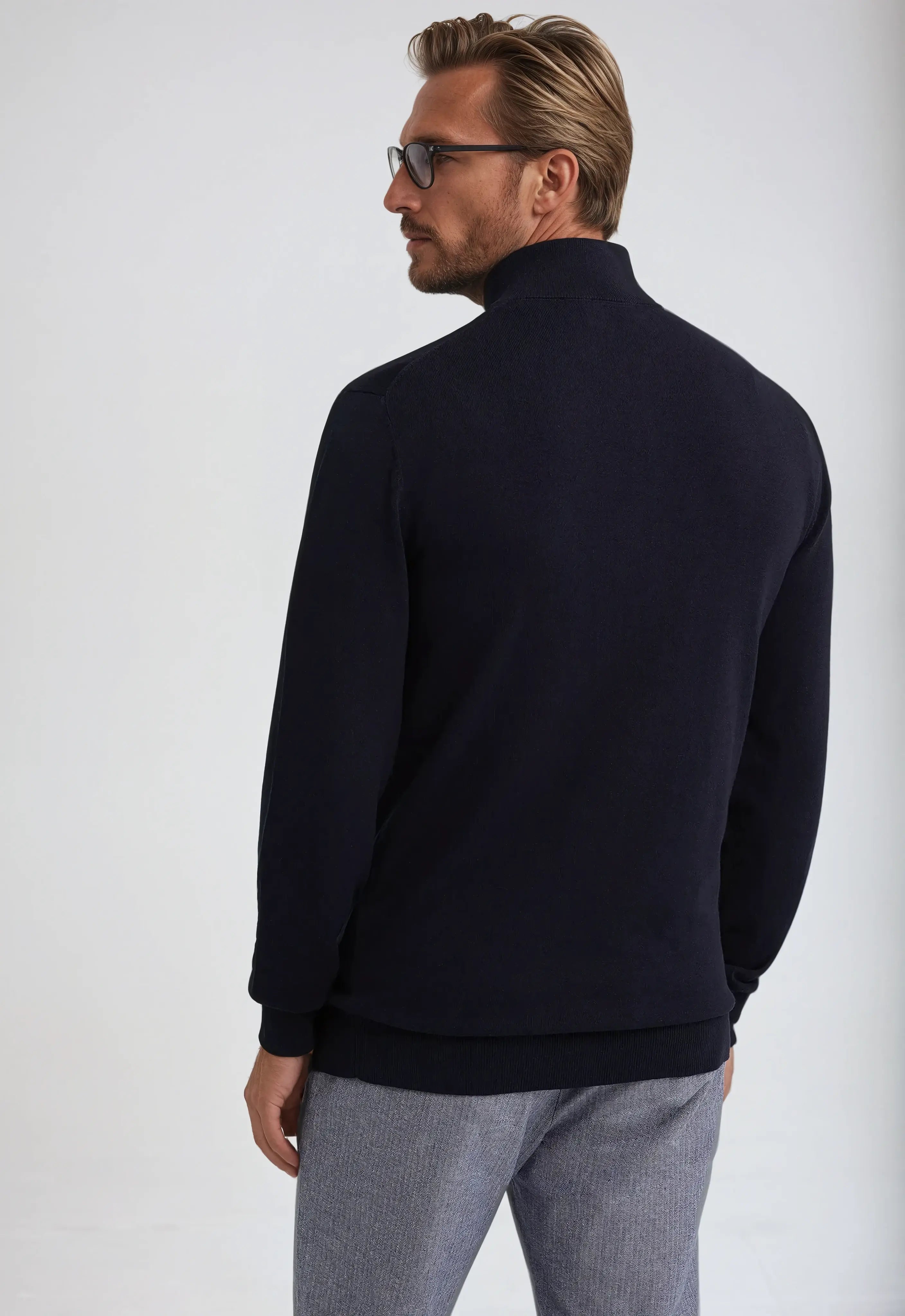 Essentieller Half-Zip-Pullover - Marineblau