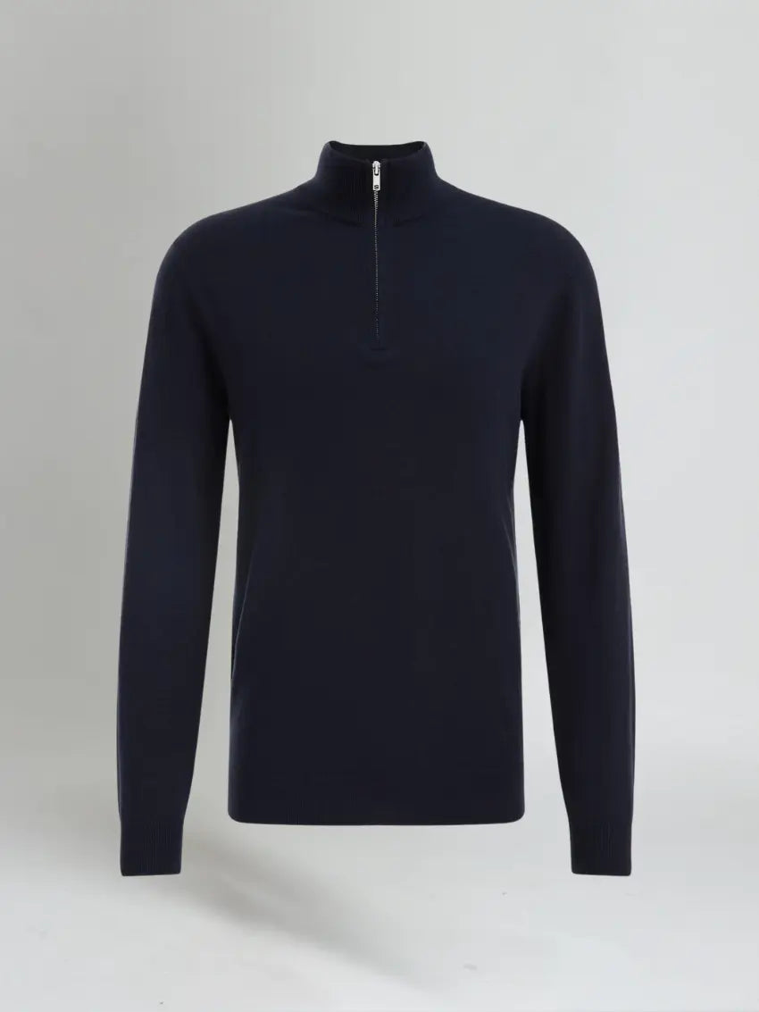 Essentieller Half-Zip-Pullover - Marineblau