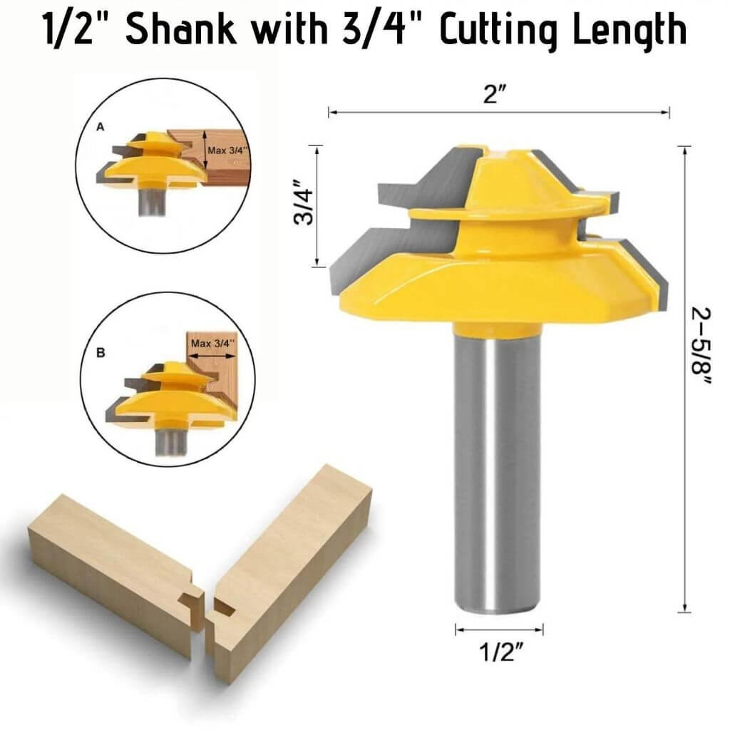 LockCut™ | Gehrungsfräser mit 45-Grad-Verriegelung – 1/2"-Schaft