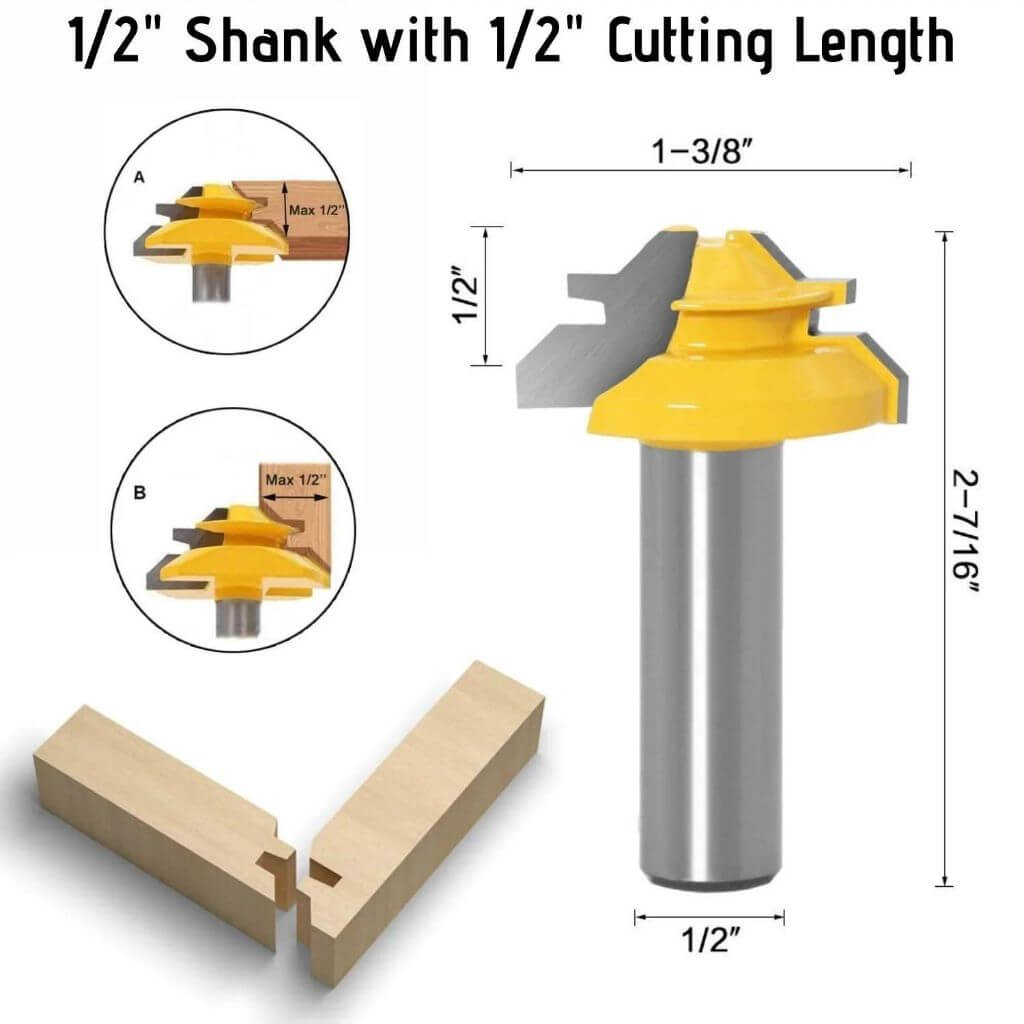 LockCut™ | Gehrungsfräser mit 45-Grad-Verriegelung – 1/2"-Schaft