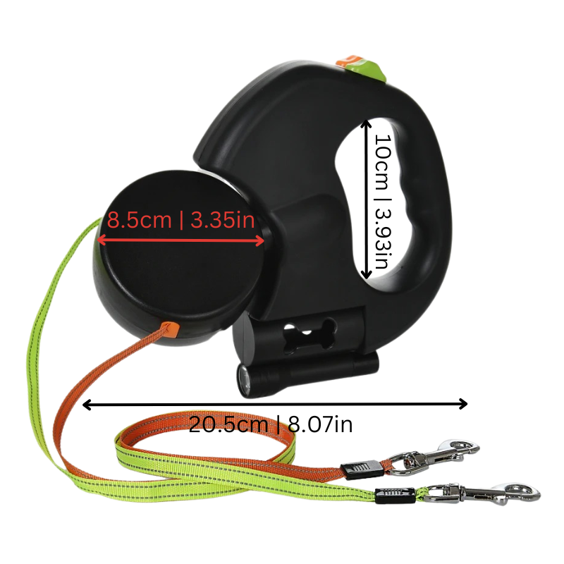 Twino| Doppel-Hundeleine anti-Verhedderung mit LED-Licht