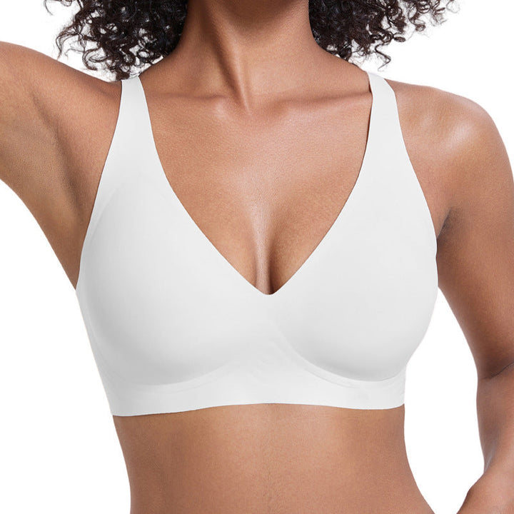 Damen Bralette bügellos nahtlos, tiefer V-Ausschnitt Alltags-BH bequem