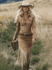 Sophia™ | Retro Wildleder Midikleid mit Fransen – Vintage Western Eleganz