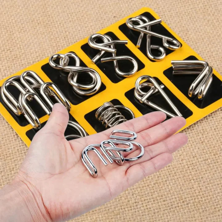 Interlock Metallpuzzle-Set — Perfekt für Weihnachten &amp; Spieleabende, 8-teilig