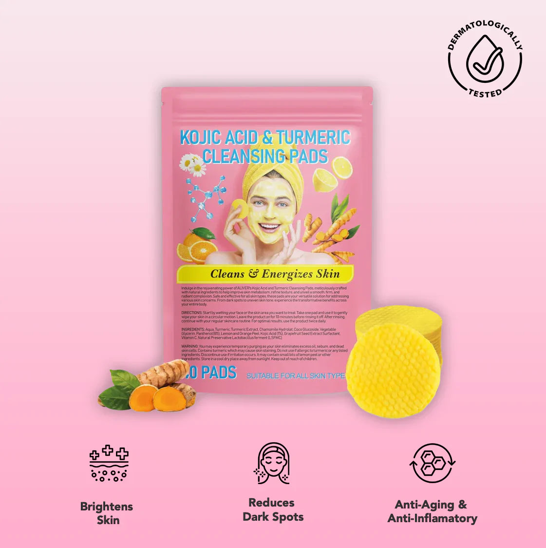 Kurkuma - und Kojic-Säure Pads | 40 Stück