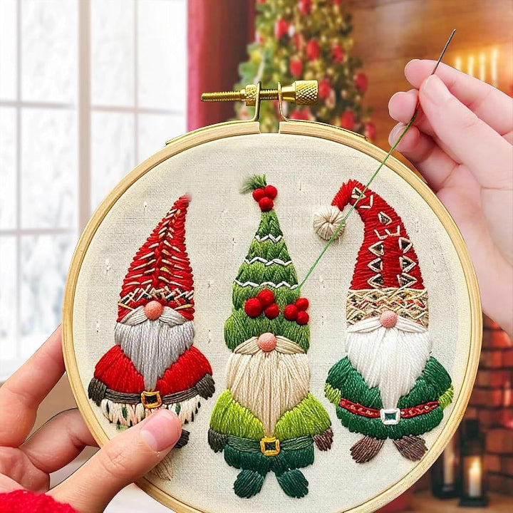 Weihnachts-Gnom-Stickerei-Set – Anfängertaugliches DIY-Weihnachtsdekoration und Baumornamente