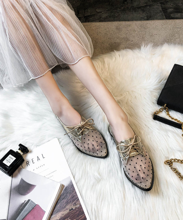Vivian Schnür Flats Damen Apricot-Schwarz