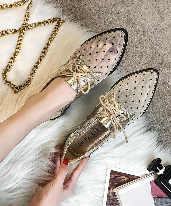 Vivian Schnür Flats Damen Apricot-Schwarz