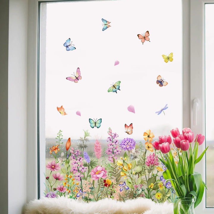Bunte Blumenaufkleber für deine Fenster!