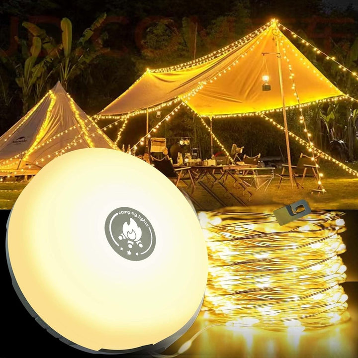 Lumenova® – Dein smarter Begleiter im Freien | 4-in-1 Campinglicht mit RGB-Lichterkette &amp; Powerbank
