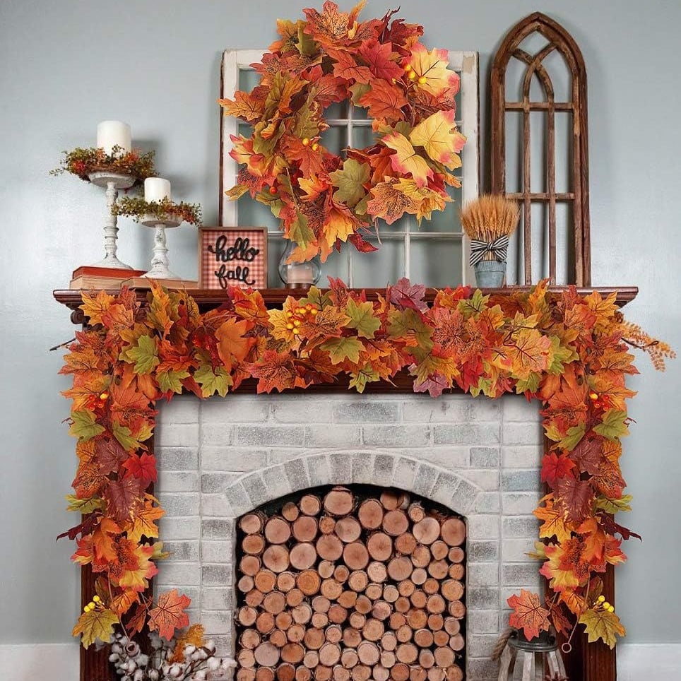Herbstkranz mit Kürbis Ahornblättern