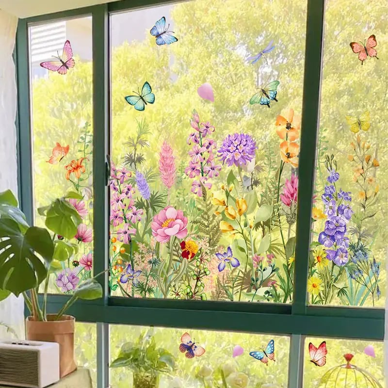 Bunte Blumenaufkleber für deine Fenster!