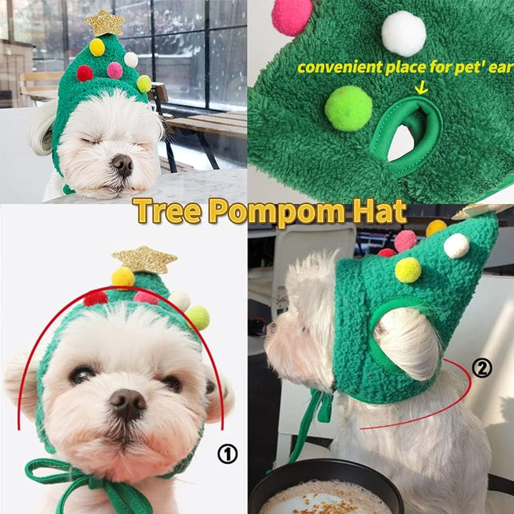 Weihnachtsbaum Pom-Pom-Hut — Verwandelt Ihr Haustier in ein Feiertags-Idol