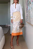 Kelly™ | Linen Blend Flower Print High Rise Pencil Slit Midi Skirt