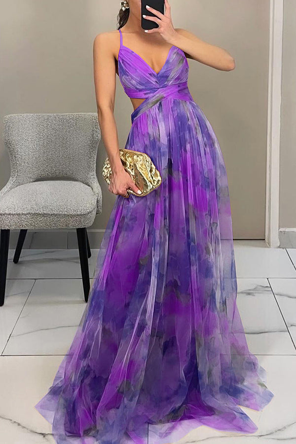 Giselle™ – Florales Maxikleid mit Cut-Out-Taille und Tüllrock