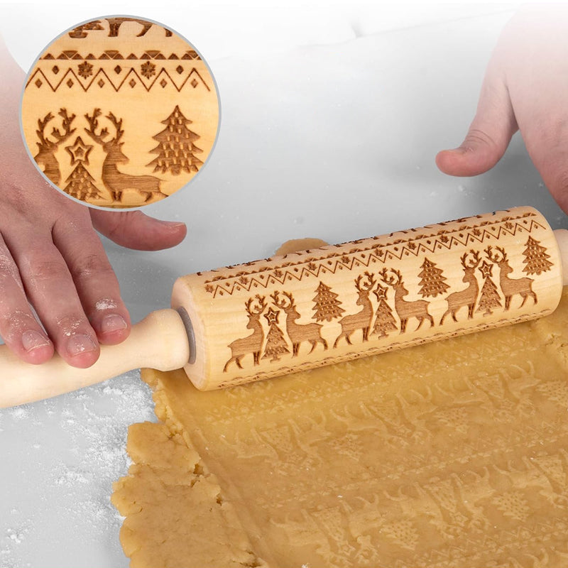 Weihnachtliche Holz-Rollholzrollen