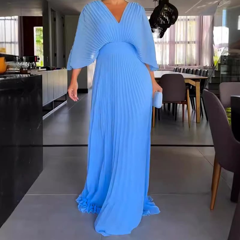 FaldaBelle™ | Taillenbetontes Kleid mit plissierten Fledermausärmeln