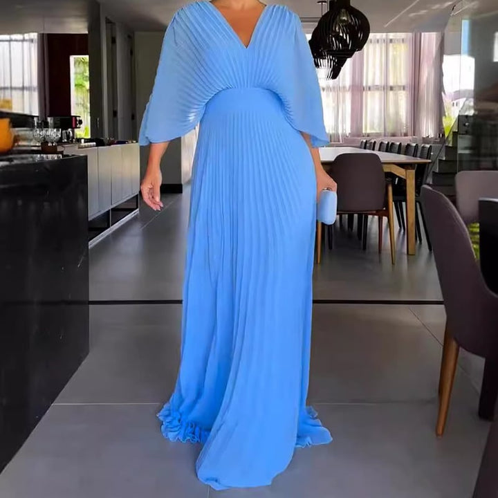 Sacha™ | Plissiertes Kleid mit Fledermausärmeln und tailliertem Schnitt