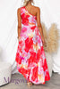 Margovil™ | One-Shoulder Maxikleid mit Falten und Print