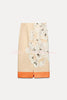 Kelly™ | Linen Blend Flower Print High Rise Pencil Slit Midi Skirt