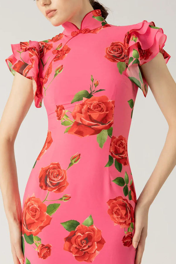 Lenia™ – Modernes Kleid mit hohem Kragen und ausgestellten Ärmeln