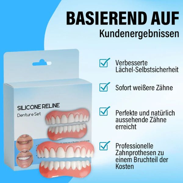 1+1 GRATIS | Silikon-Reline Gebiss-Set™ Gewährleistet eine dauerhafte Nutzung