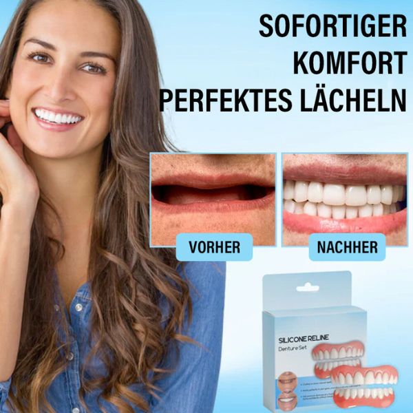 1+1 GRATIS | Silikon-Reline Gebiss-Set™ Gewährleistet eine dauerhafte Nutzung