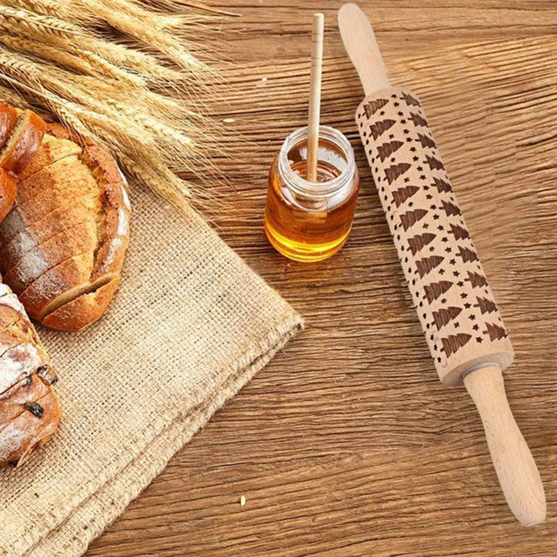 Weihnachtliche Holz-Rollholzrollen