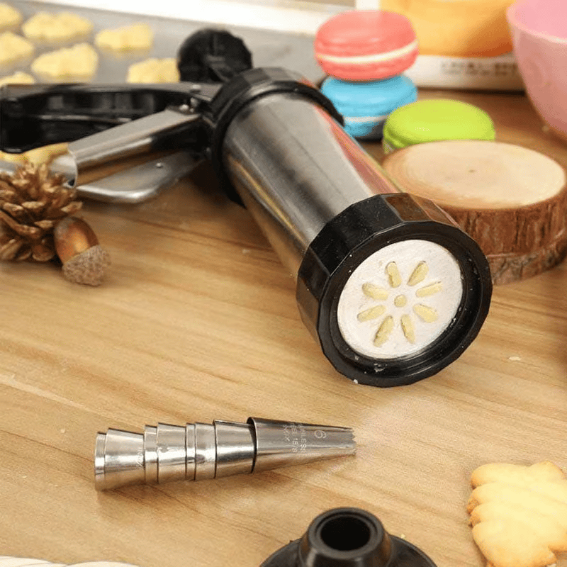 Keks-press-Set – 16 Musterteile + 8 Spritzrohre + Reinigungsbürste