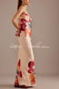 Laura™ | Charmantes Damen Satin Floral Print Bandeau Weit Maxi Kleid