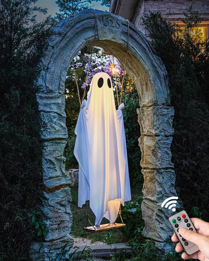 SALE Hängehängender Schaukel-Geist Halloween-Dekoration mit Lichterkette