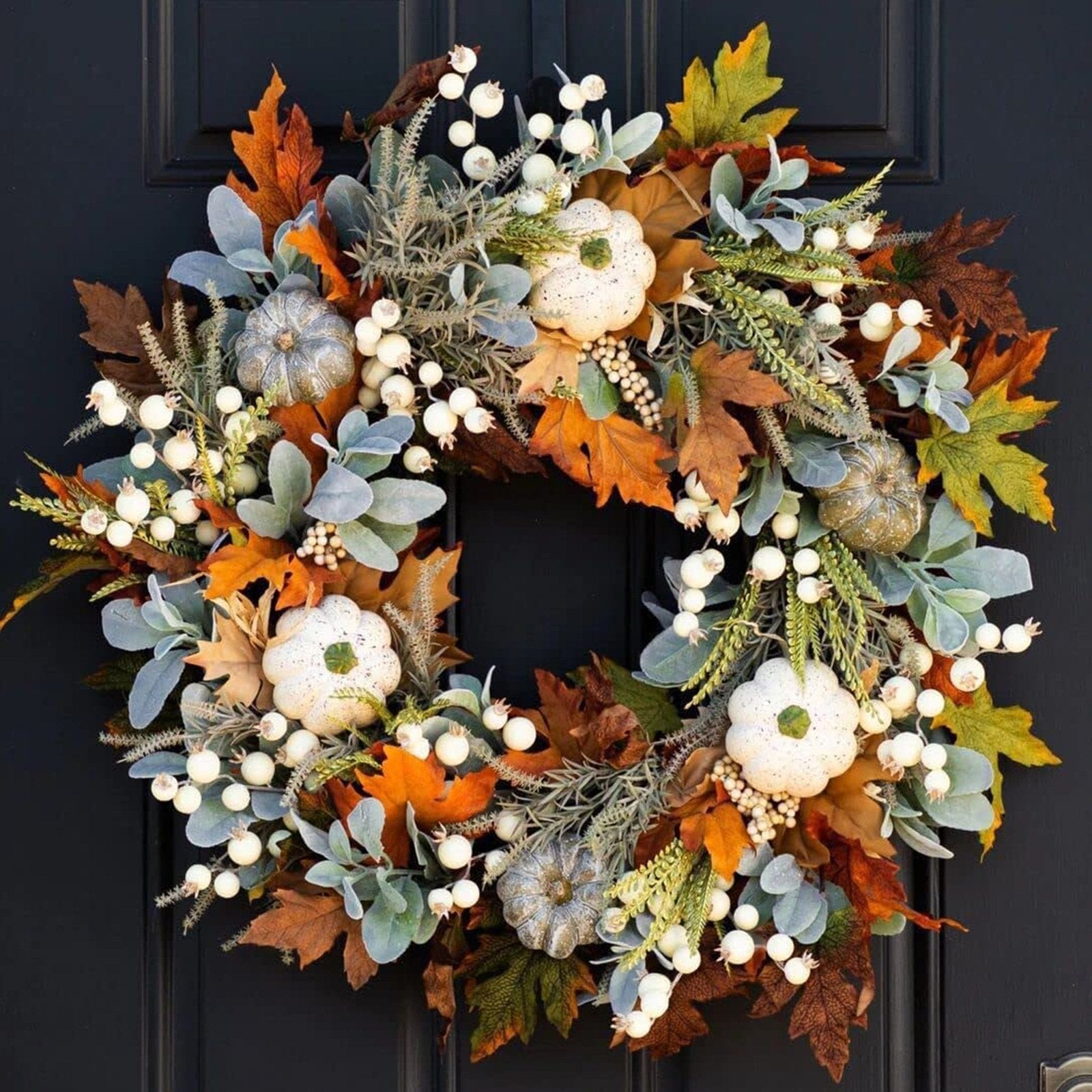 Herbstkranz mit Kürbis Ahornblättern