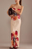 Laura™ | Charmantes Damen Satin Floral Print Bandeau Weit Maxi Kleid