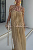 Natalia™ | Modernes und elegantes Maxikleid mit drapierter Zopf-Optik aus Leinenmischung