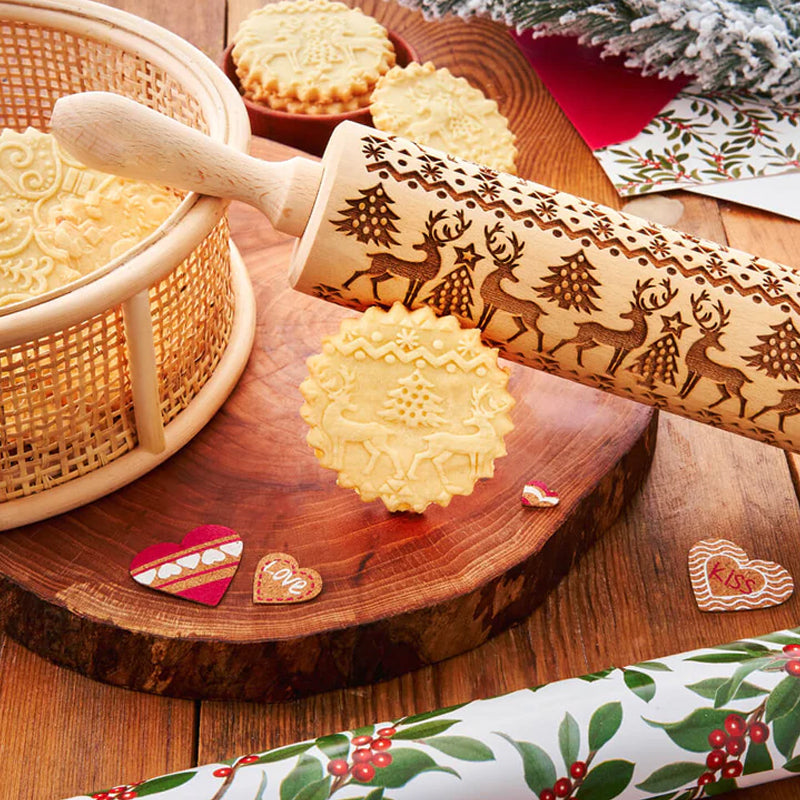 Weihnachtliche Holz-Rollholzrollen