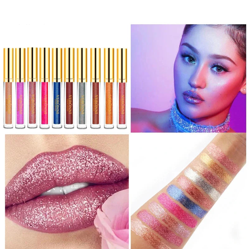 (1 + 1 Gratis) Diamond Shine Flüssiger Lippenstift