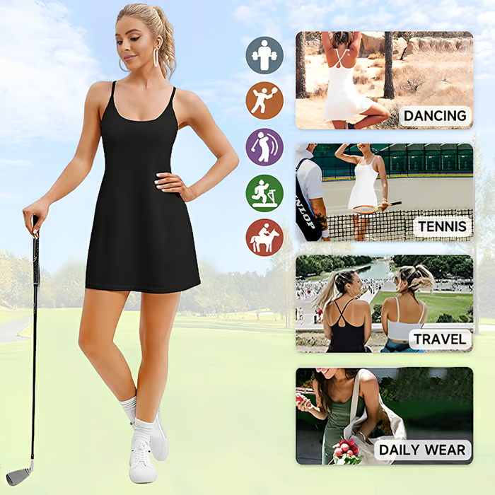 ShapeLuxe – Rückfreies Fitnesskleid für mühelosen Stil und Halt