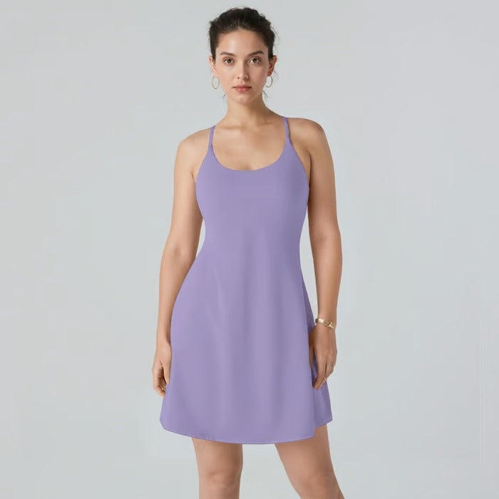 ShapeLuxe – Rückfreies Fitnesskleid für mühelosen Stil und Halt