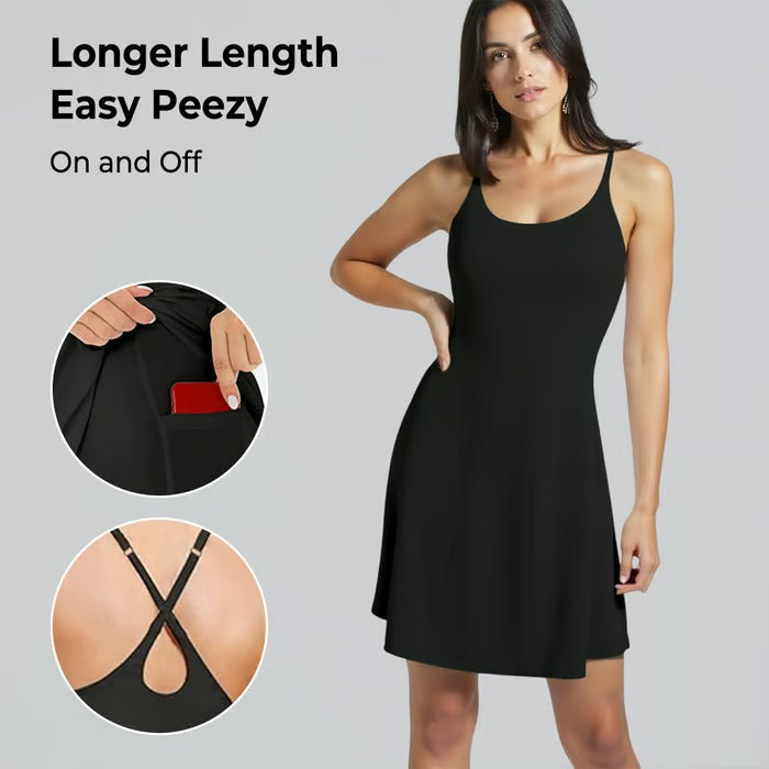 ShapeLuxe – Rückfreies Fitnesskleid für mühelosen Stil und Halt