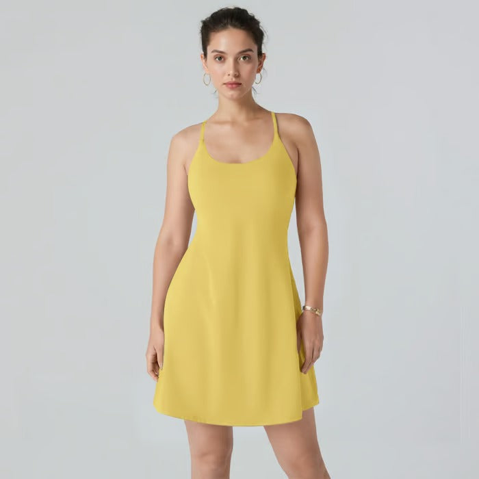 ShapeLuxe – Rückfreies Fitnesskleid für mühelosen Stil und Halt
