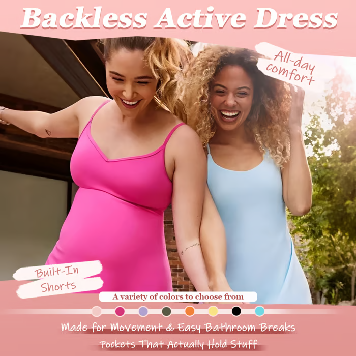 ShapeLuxe – Rückfreies Fitnesskleid für mühelosen Stil und Halt