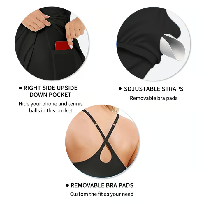 ShapeLuxe – Rückfreies Fitnesskleid für mühelosen Stil und Halt