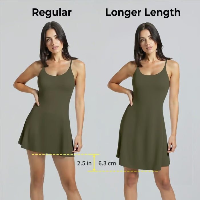 ShapeLuxe – Rückfreies Fitnesskleid für mühelosen Stil und Halt