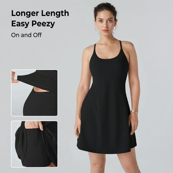 ShapeLuxe – Rückfreies Fitnesskleid für mühelosen Stil und Halt