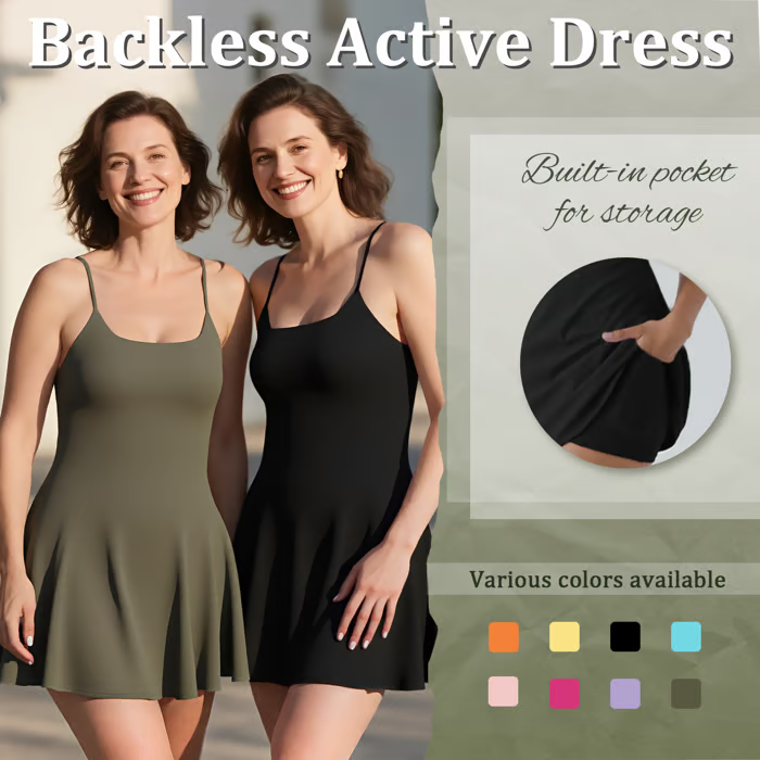 ShapeLuxe – Rückfreies Fitnesskleid für mühelosen Stil und Halt