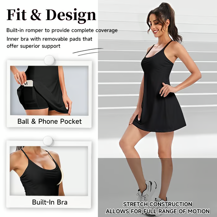 ShapeLuxe – Rückfreies Fitnesskleid für mühelosen Stil und Halt