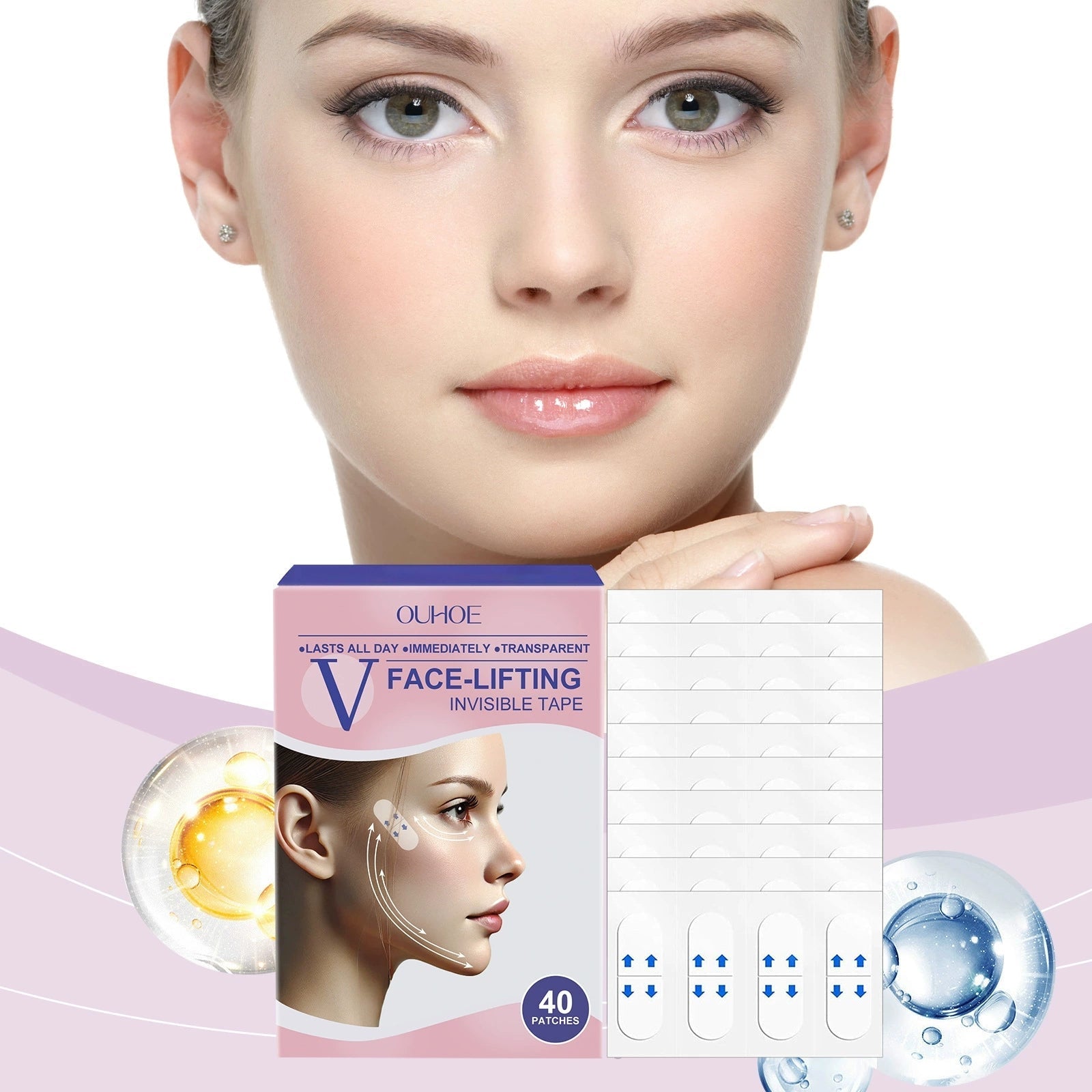 OUHOE™ | V-Face Lift Klebeband | Gesichtsstraffende unsichtbare Klebebänder (40 stucks)