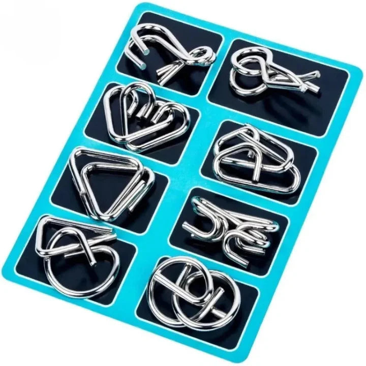 Interlock Metallpuzzle-Set — Perfekt für Weihnachten &amp; Spieleabende, 8-teilig