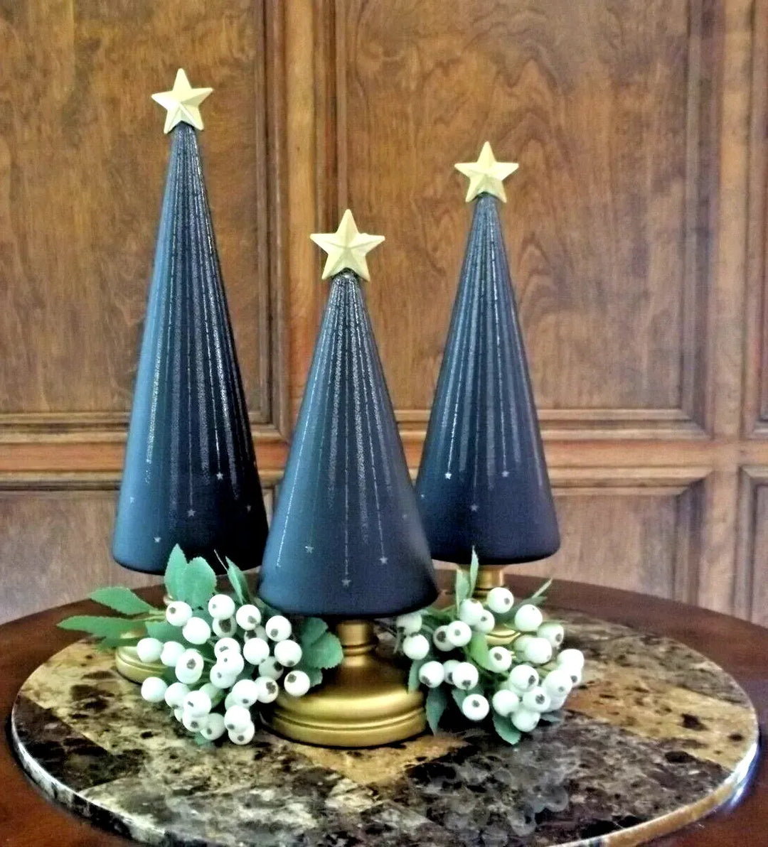 Weihnachtsbaum Tischdekoration — SternenGlanz für Dinner &amp; Terrasse 3-teiliges Set
