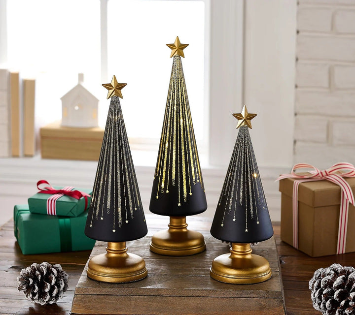 Weihnachtsbaum Tischdekoration — SternenGlanz für Dinner &amp; Terrasse 3-teiliges Set